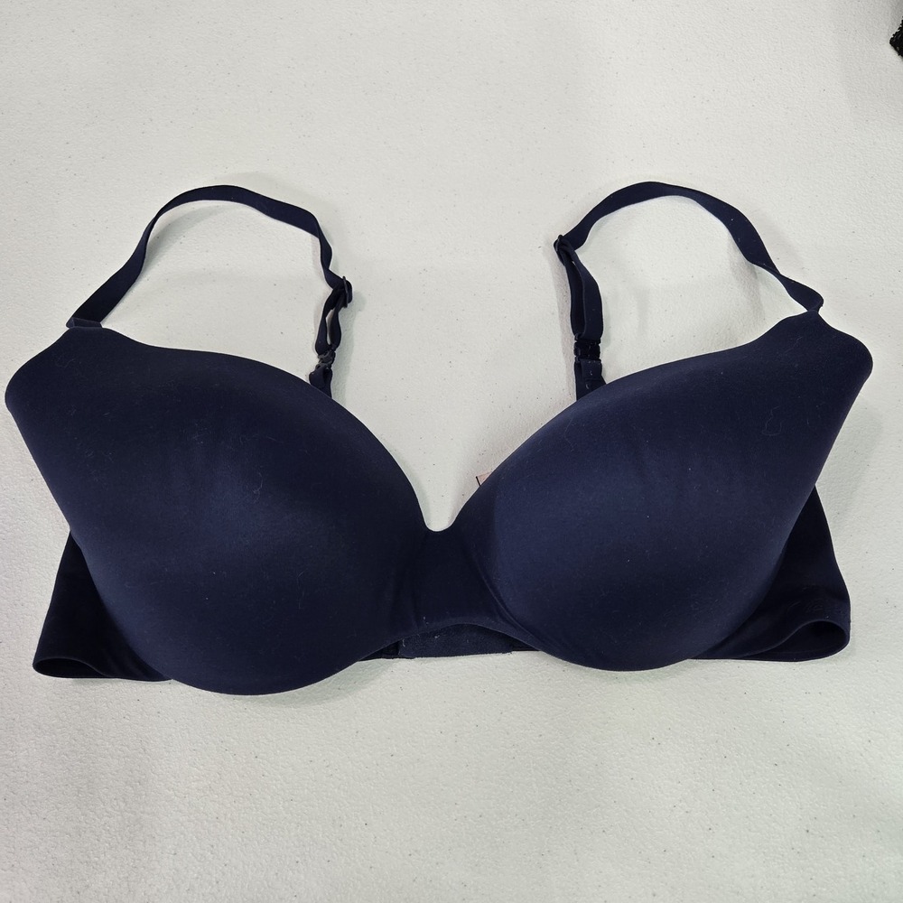 Victoria's Secret Women Bra 34DD Blue T Shirt Lined Demi Underwired Convertible